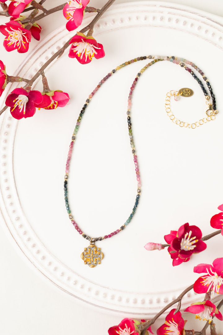 One Of A Kind 16.75-18.75" Tourmaline With Diamond Simple Necklace