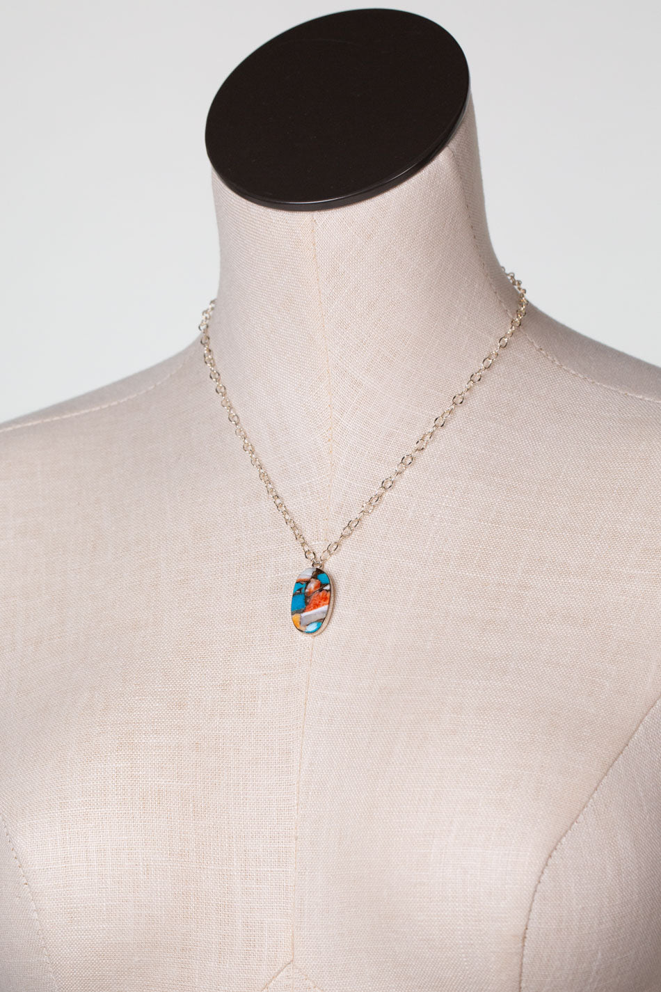 One Of A Kind 16-18" Spiny Oyster, Turquoise Simple Necklace