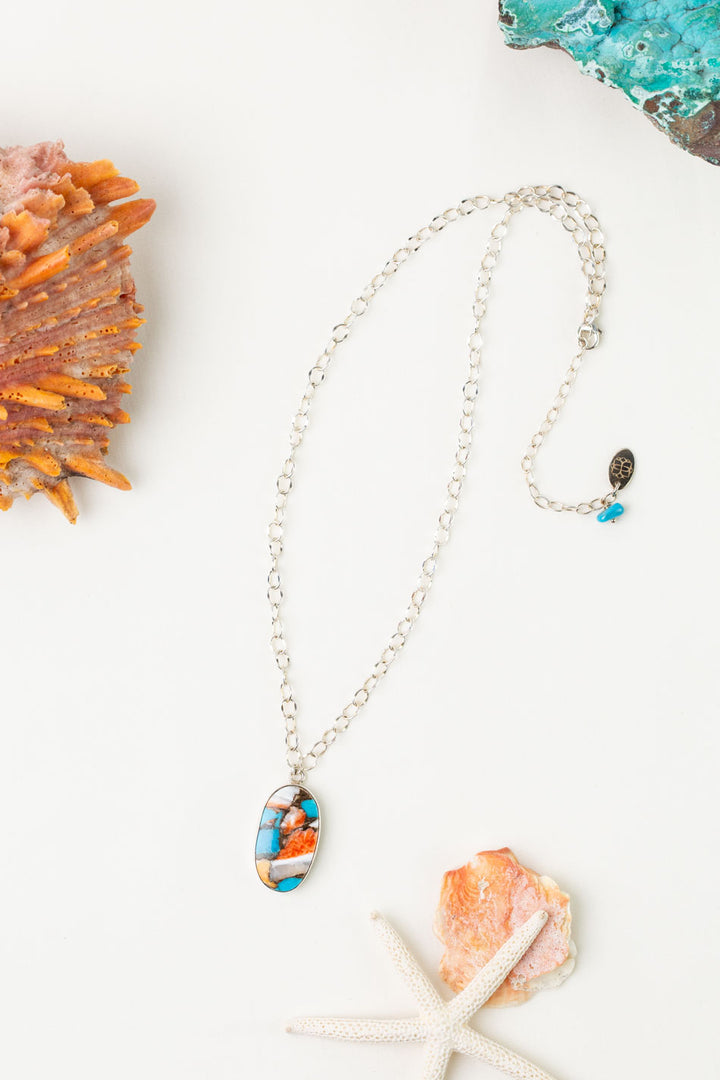One Of A Kind 16-18" Spiny Oyster, Turquoise Simple Necklace