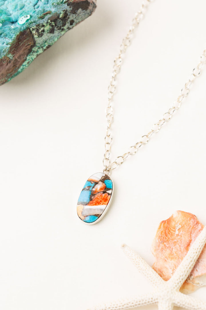 One Of A Kind 16-18" Spiny Oyster, Turquoise Simple Necklace