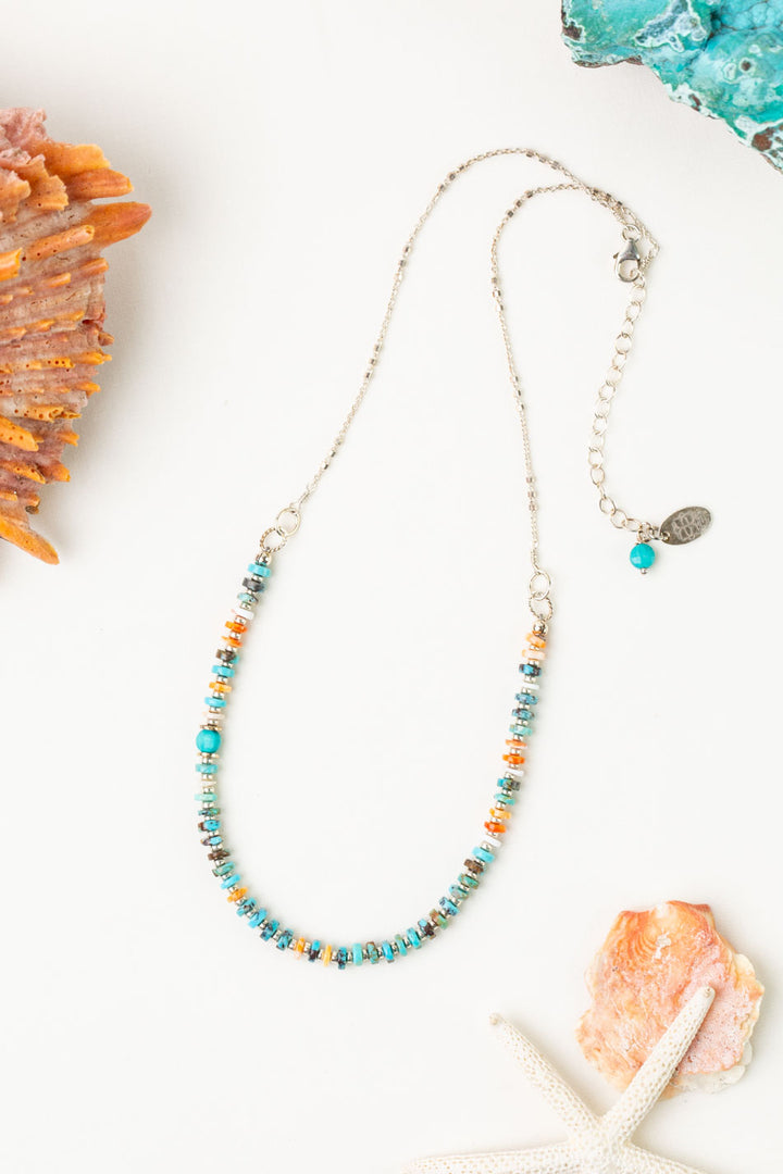One Of A Kind 15.75-17.75" Spiny Oyster, Turquoise Simple Necklace