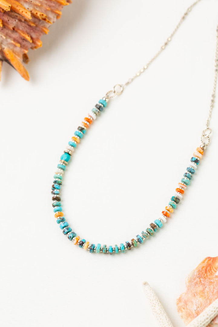 One Of A Kind 15.75-17.75" Spiny Oyster, Turquoise Simple Necklace