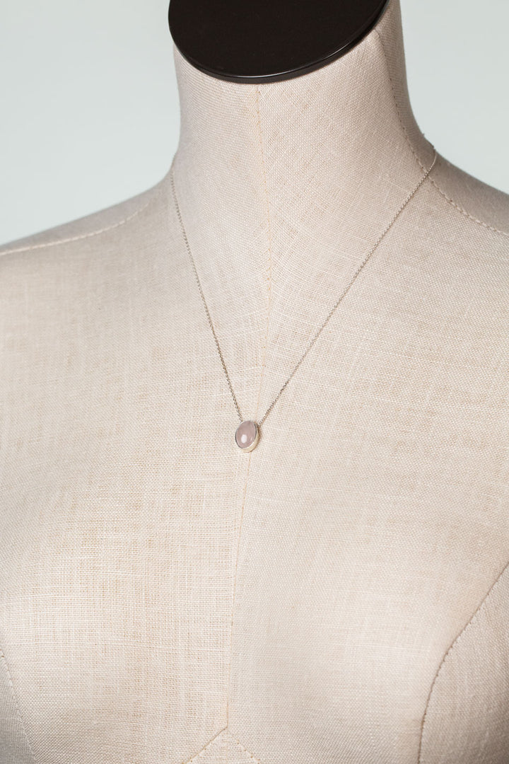 Blush 18.5-20.5" Rose Quartz Oval Simple Necklace