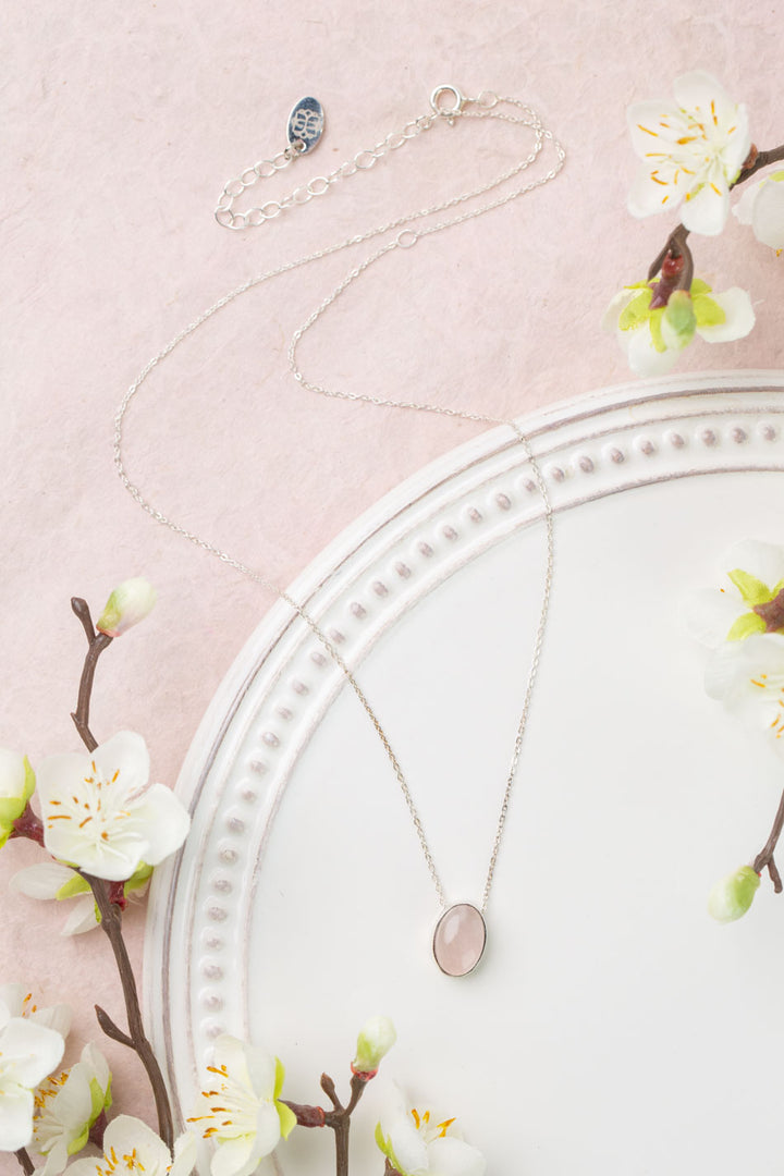 Blush 18.5-20.5" Rose Quartz Oval Simple Necklace
