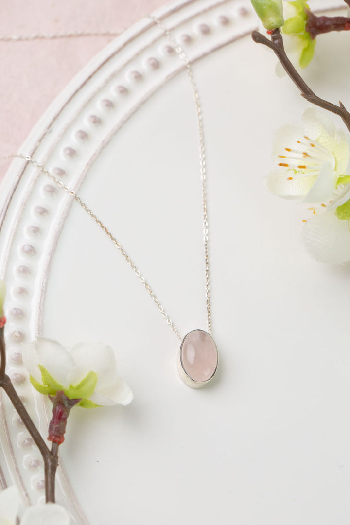 Blush 18.5-20.5" Rose Quartz Oval Simple Necklace