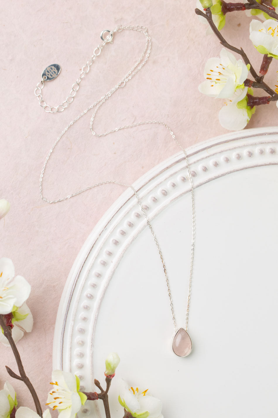 Blush 18.5-20.5" Rose Quartz Teardrop Simple Necklace