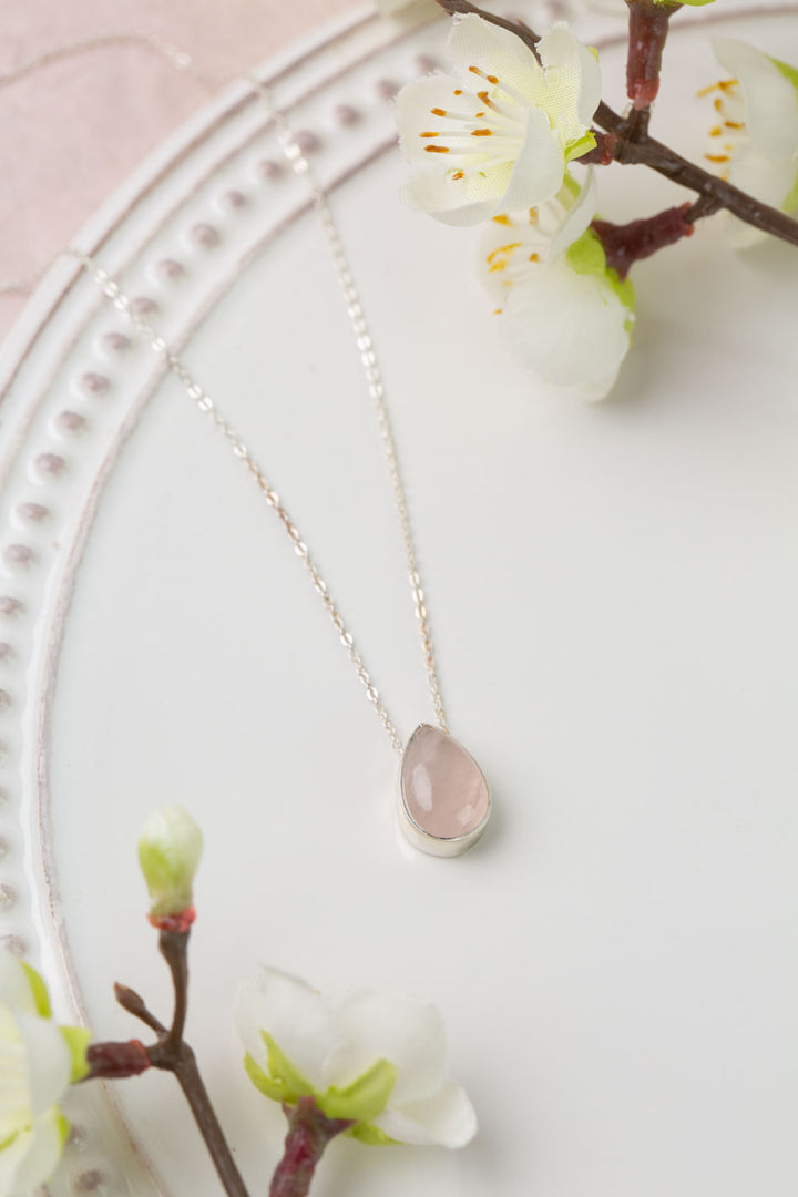Blush 18.5-20.5" Rose Quartz Teardrop Simple Necklace