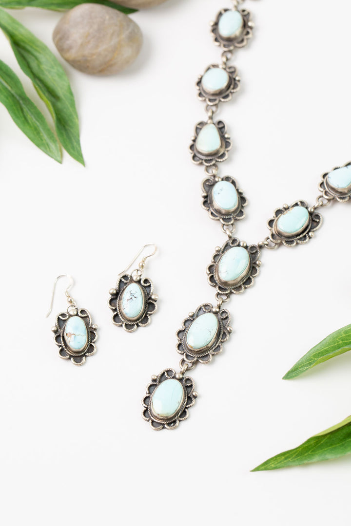 B. Lee 26" Golden Hills Turquoise Statement Necklace And Errings Set