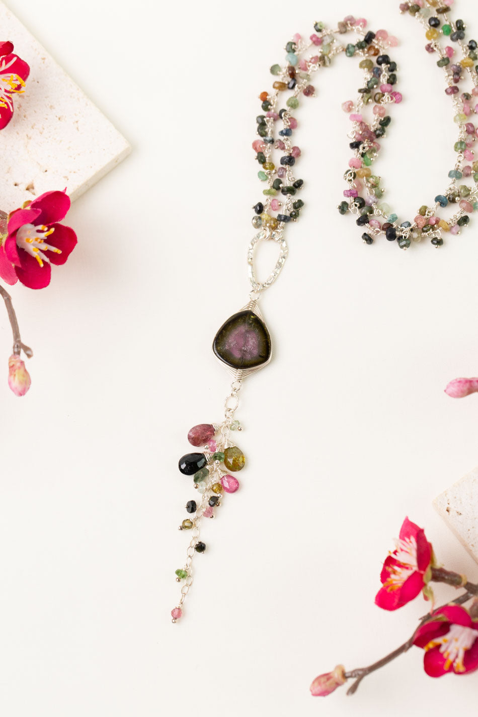 One Of A Kind 20.5-22.5" Watermelon Tourmaline Statement Necklace