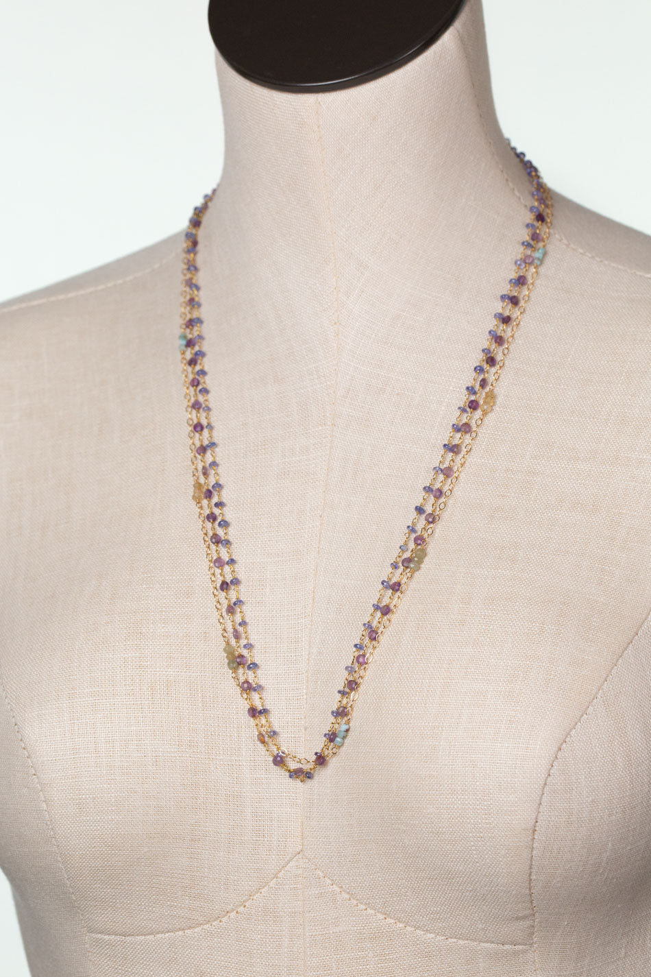 One Of A Kind 25-27" Opal, Tanzanite, Multistrand Necklace