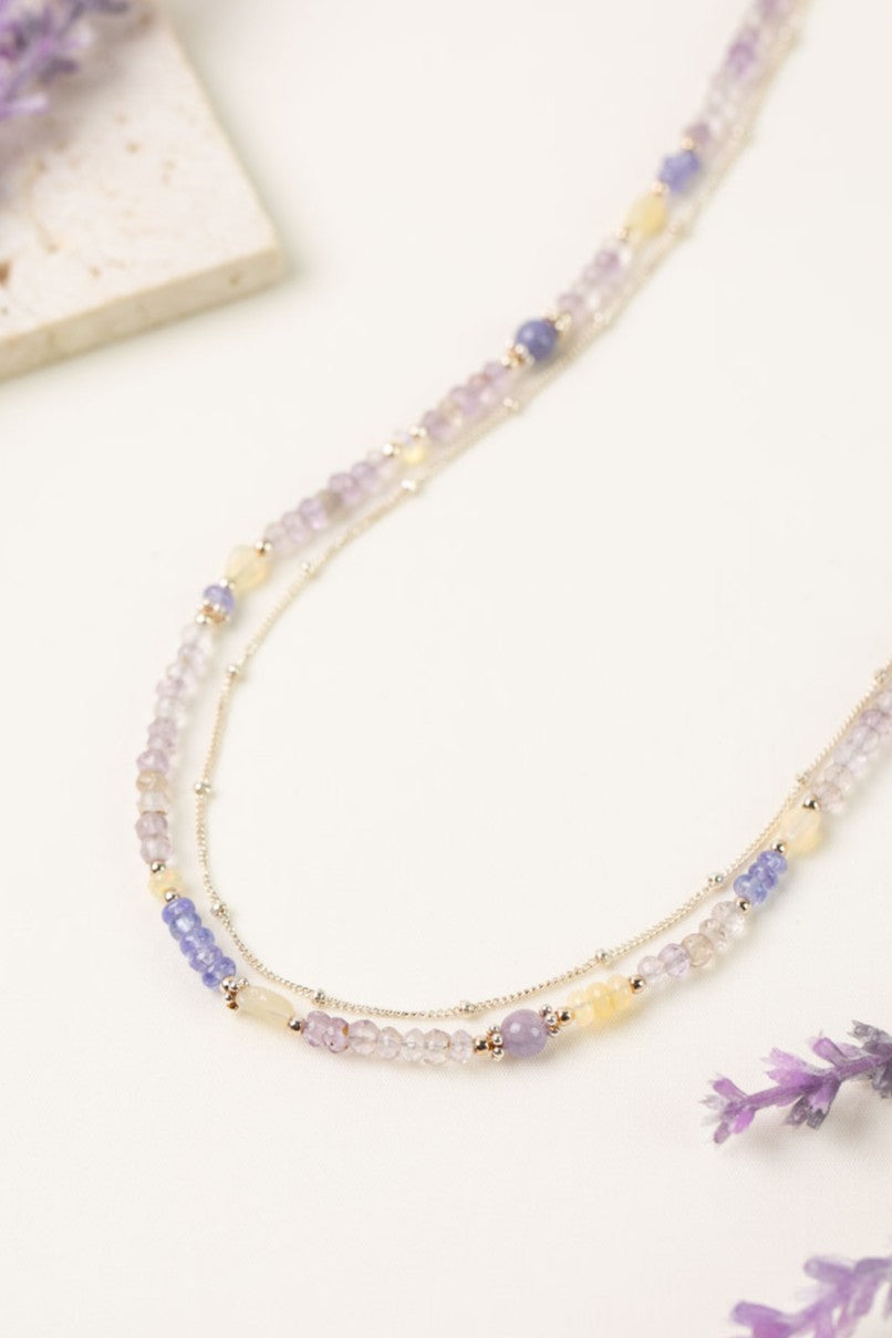 One Of A Kind 17.25-19.25" Opal, Tanzanite Multistrand Necklace