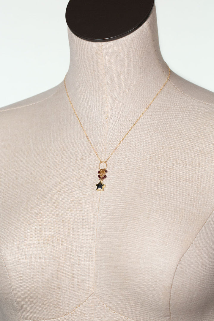 One Of A Kind 16-18" Garnet, Labradorite Cluster Necklace