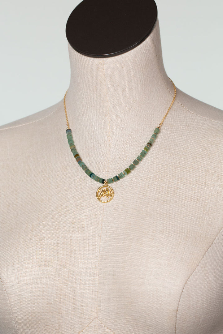 One Of A Kind 16.5-18.5" Roman Glass With Love Bird Pendant Simple Necklace