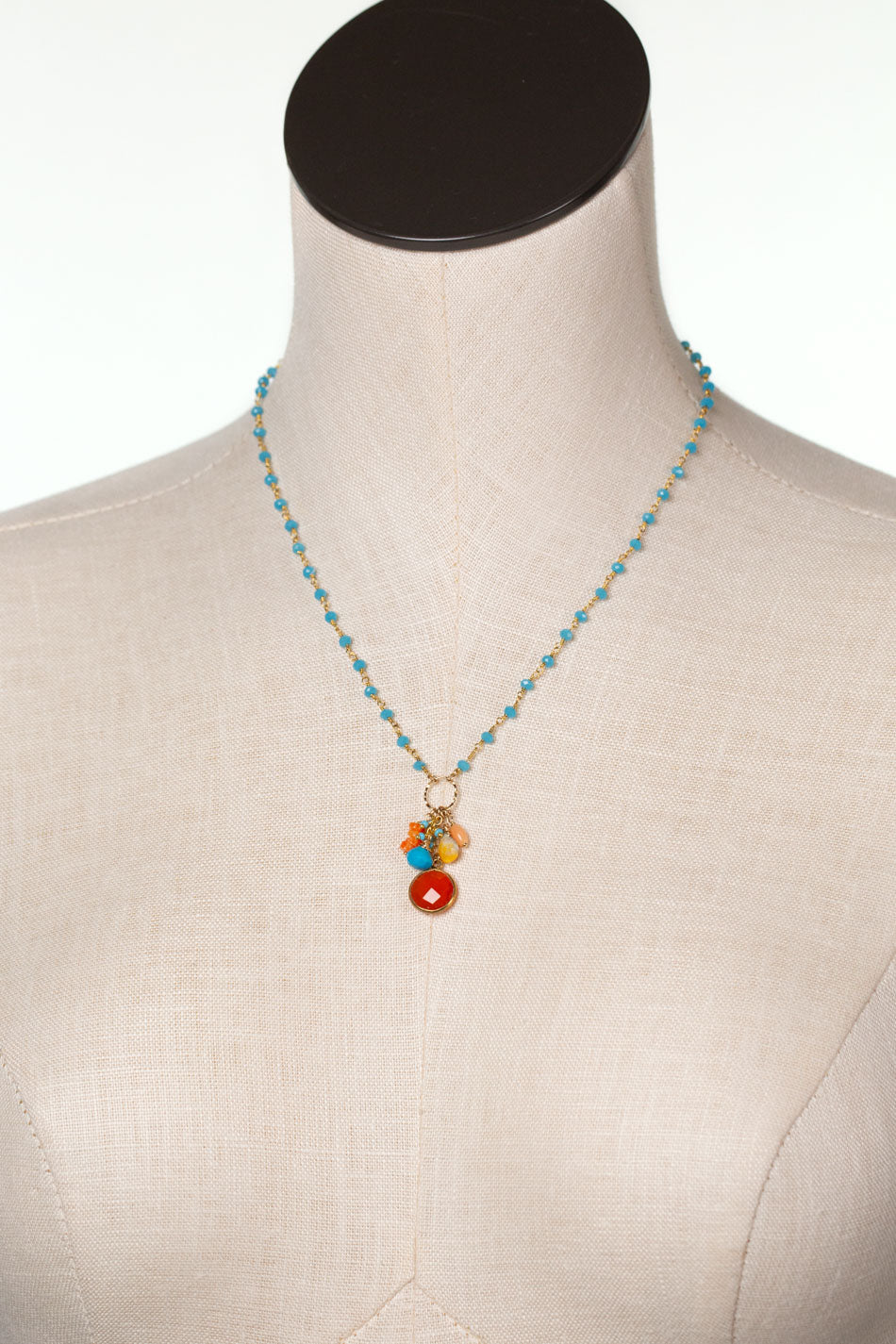 One Of A Kind 17.25-19.25" Bumblebee Jasper With Carnelian Cluster Necklace