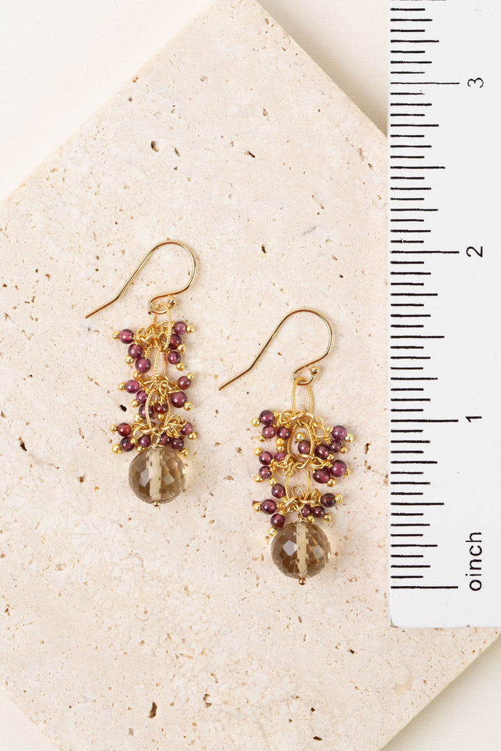 One Of A Kind Garnet, Quartz Statement Earrings