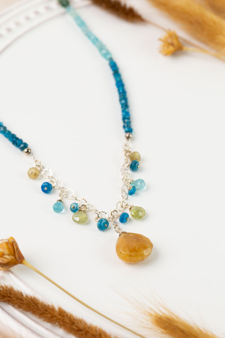 One Of A Kind 20-22" Apatite, Aquamarine Simple Necklace