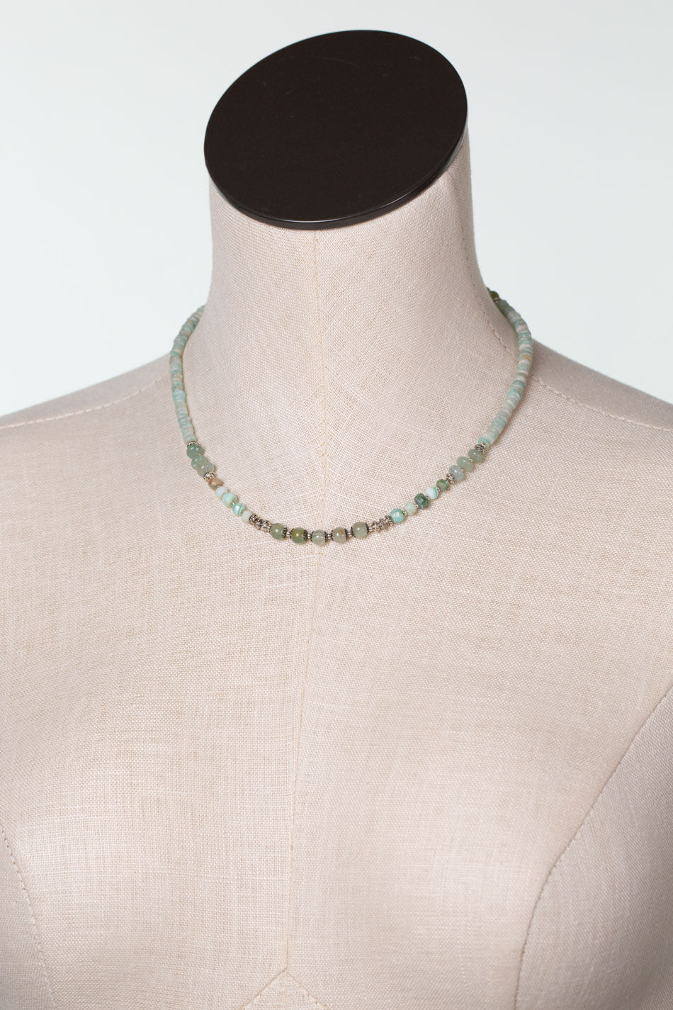 One Of A Kind 16-18" Green Aquamarine, Peruvian Opal, Amazonite Simple Necklace