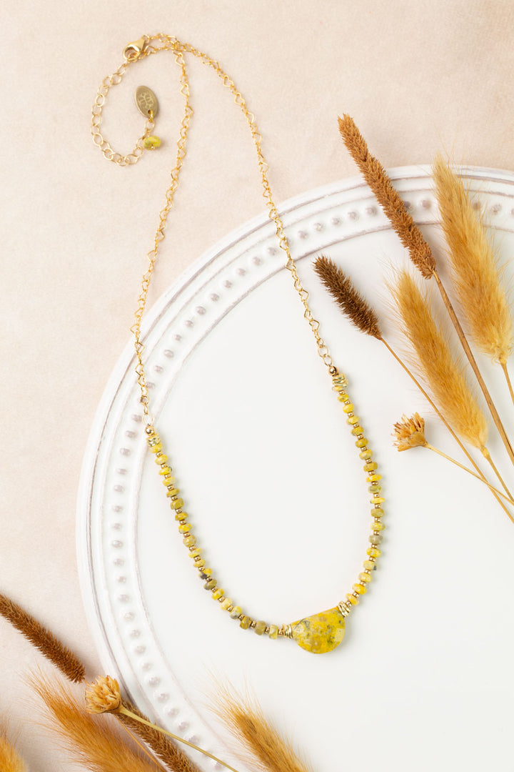 One Of A Kind 17-19" Bumblebee Jasper Simple Necklace