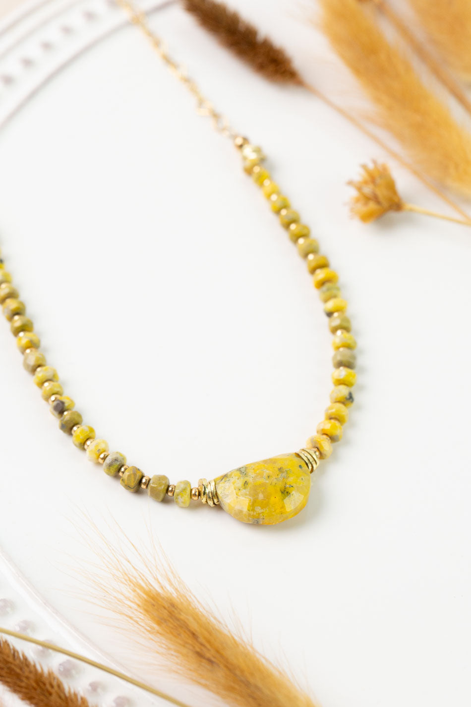 One Of A Kind 17-19" Bumblebee Jasper Simple Necklace