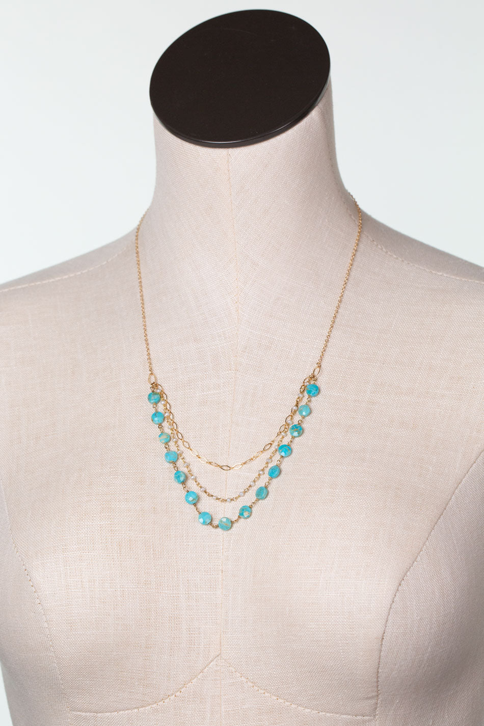 One Of A Kind 19.75-21.75" Pearl, Turquoise Simple Necklace