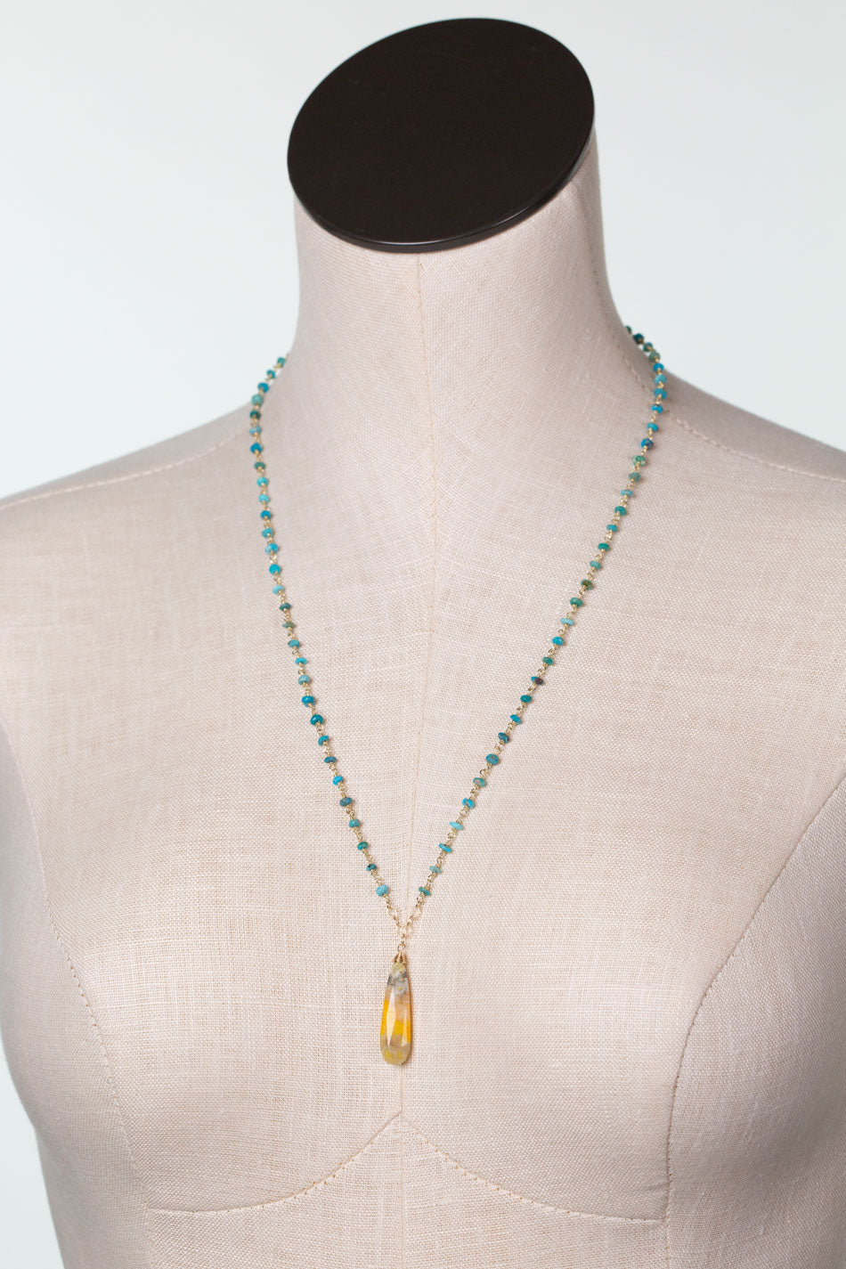 One Of A Kind 22.5-24.5" Bumblebee Jasper, Turquoise Simple Necklace