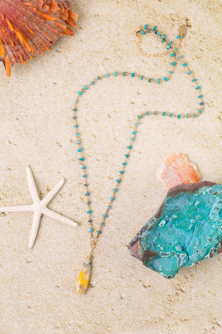 One Of A Kind 22.5-24.5" Bumblebee Jasper, Turquoise Simple Necklace
