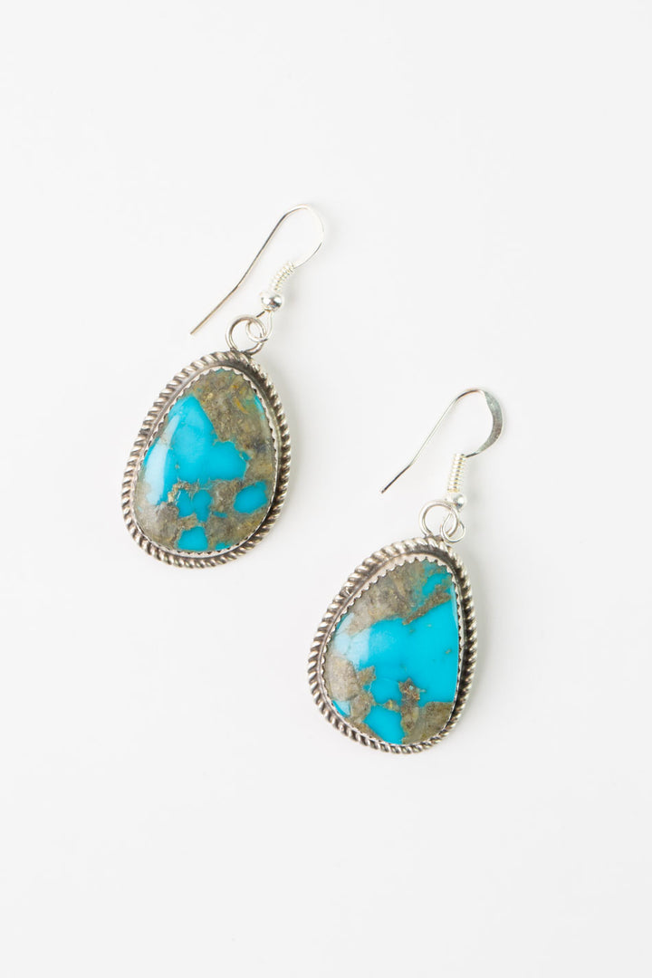 Native American Kingman Turquoise Dangle Earrings