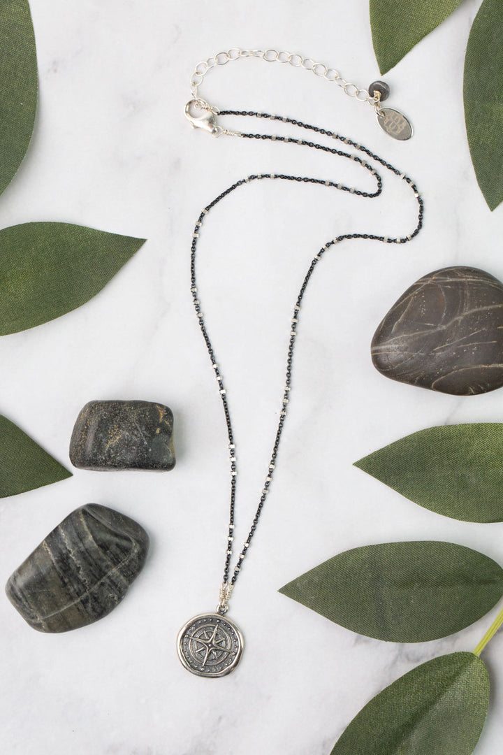 One Of A Kind 15-17" Sterling Silver Compass Simple Necklace