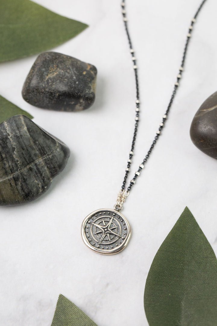 One Of A Kind 15-17" Sterling Silver Compass Simple Necklace