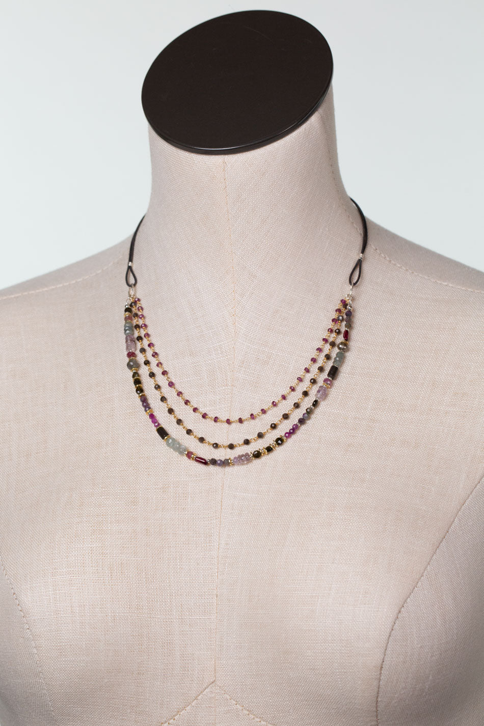 One Of A Kind 17.5-19.5" Ruby, Labradorite, Amethyst Multistrand Necklace