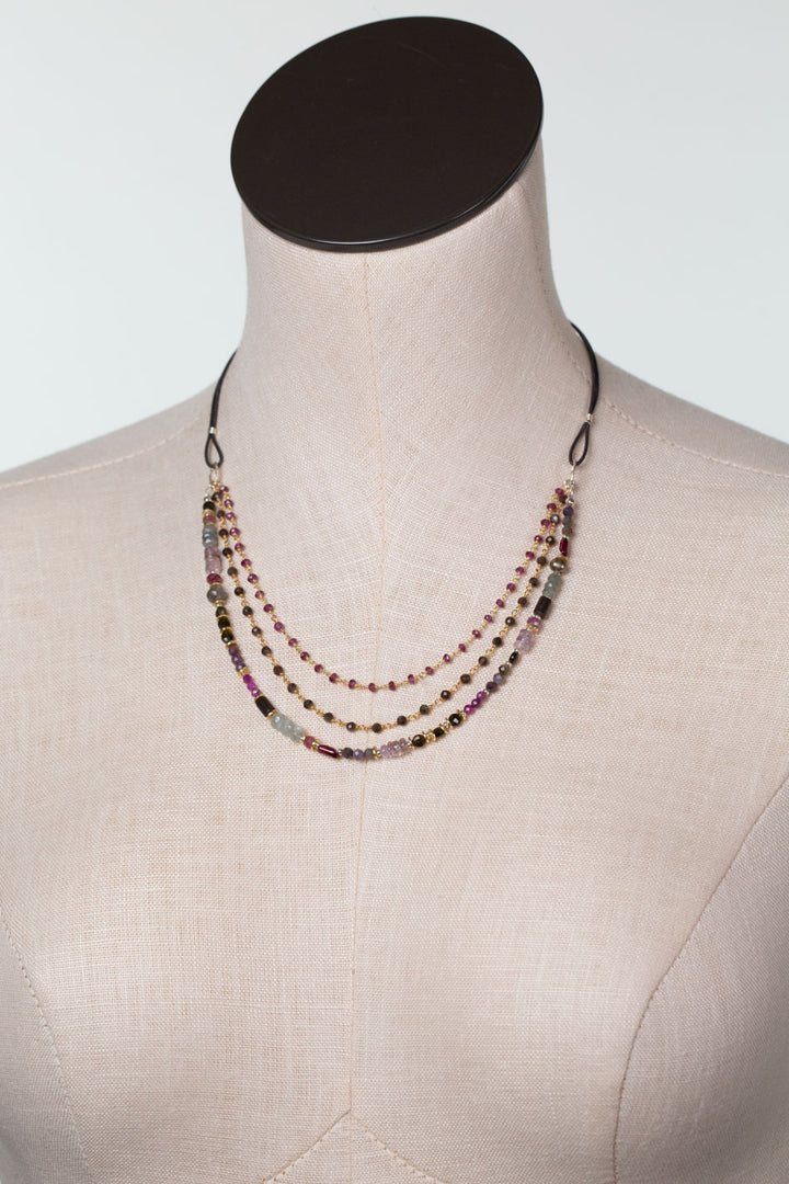 One Of A Kind 17.5-19.5" Ruby, Labradorite, Amethyst Multistrand Necklace