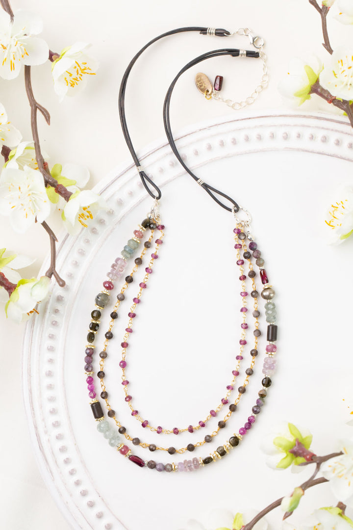 One Of A Kind 17.5-19.5" Ruby, Labradorite, Amethyst Multistrand Necklace