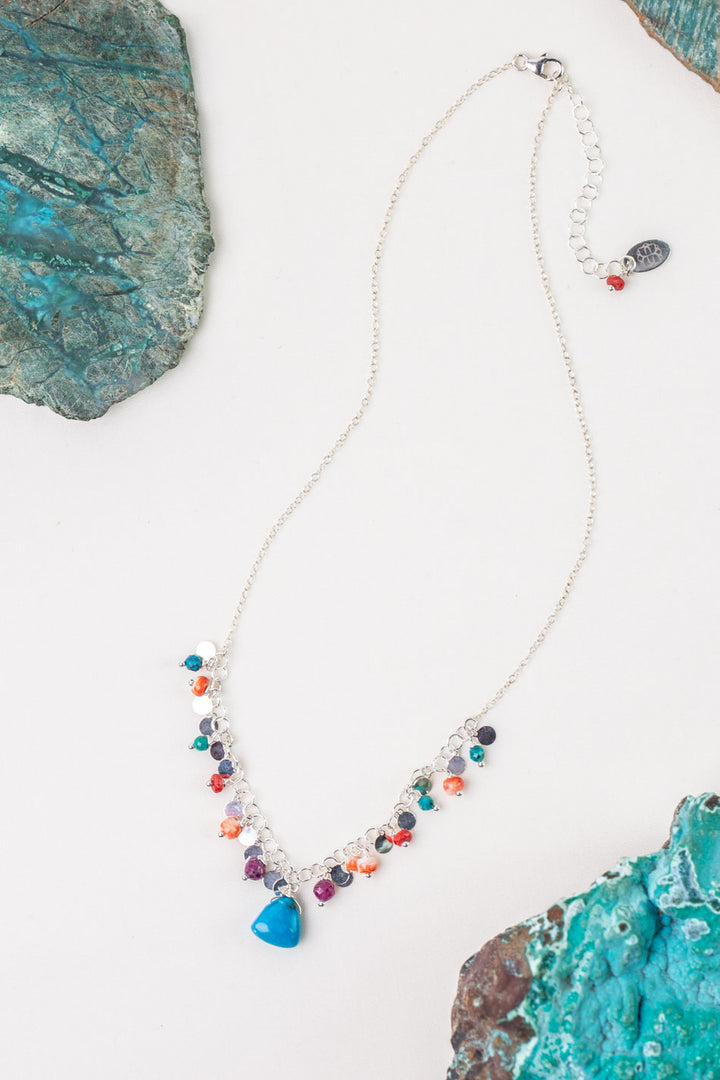 One Of A Kind 15.5-17.5" Turquoise, Spiny Oyster Cluster Necklace