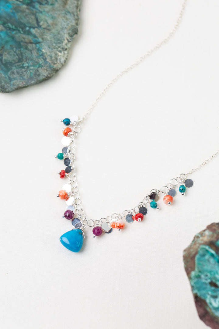 One Of A Kind 15.5-17.5" Turquoise, Spiny Oyster Cluster Necklace