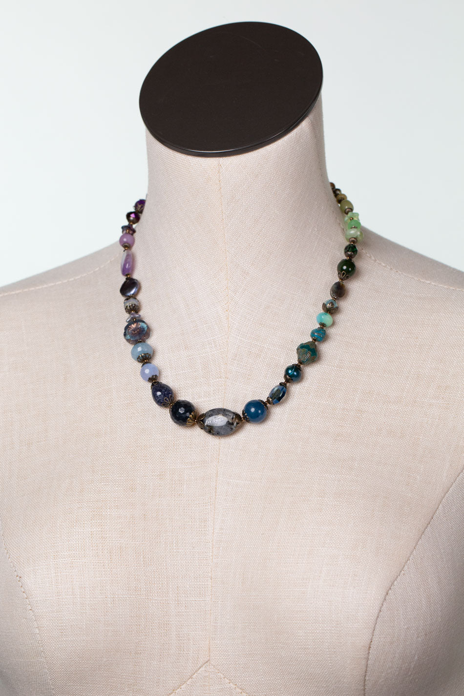 One Of A Kind 18-20" Assorted Gemstones, Czech Glass, Shell Statement necklace