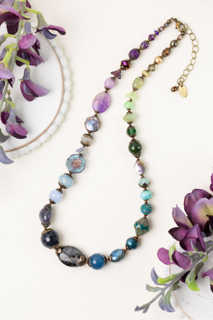 One Of A Kind 18-20" Assorted Gemstones, Czech Glass, Shell Statement necklace