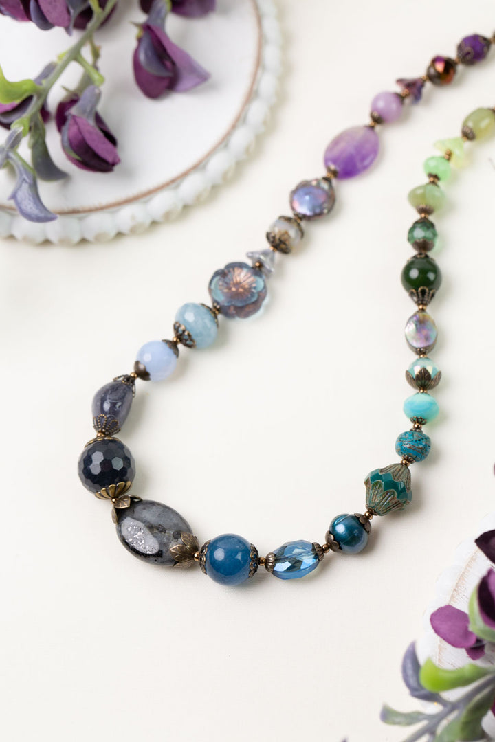 One Of A Kind 18-20" Assorted Gemstones, Czech Glass, Shell Statement necklace