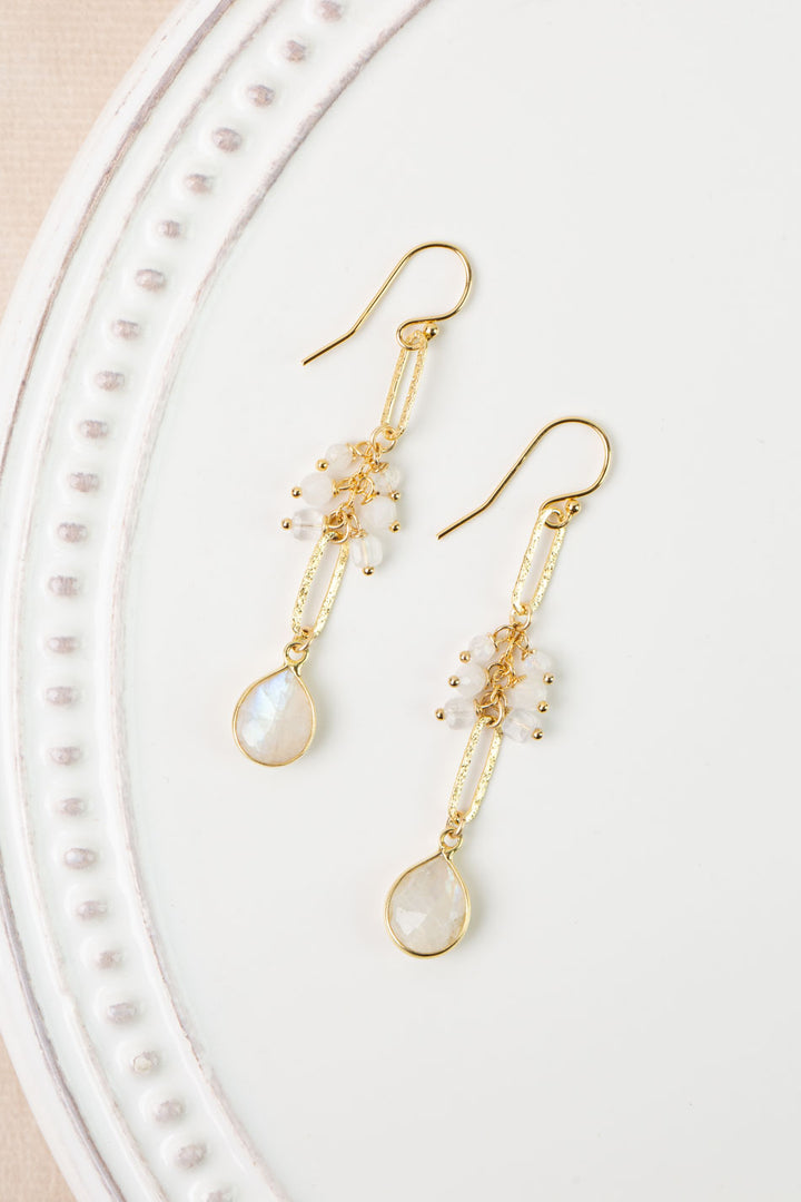 One Of A Kind Rainbow Moonstone Dangle Earrings