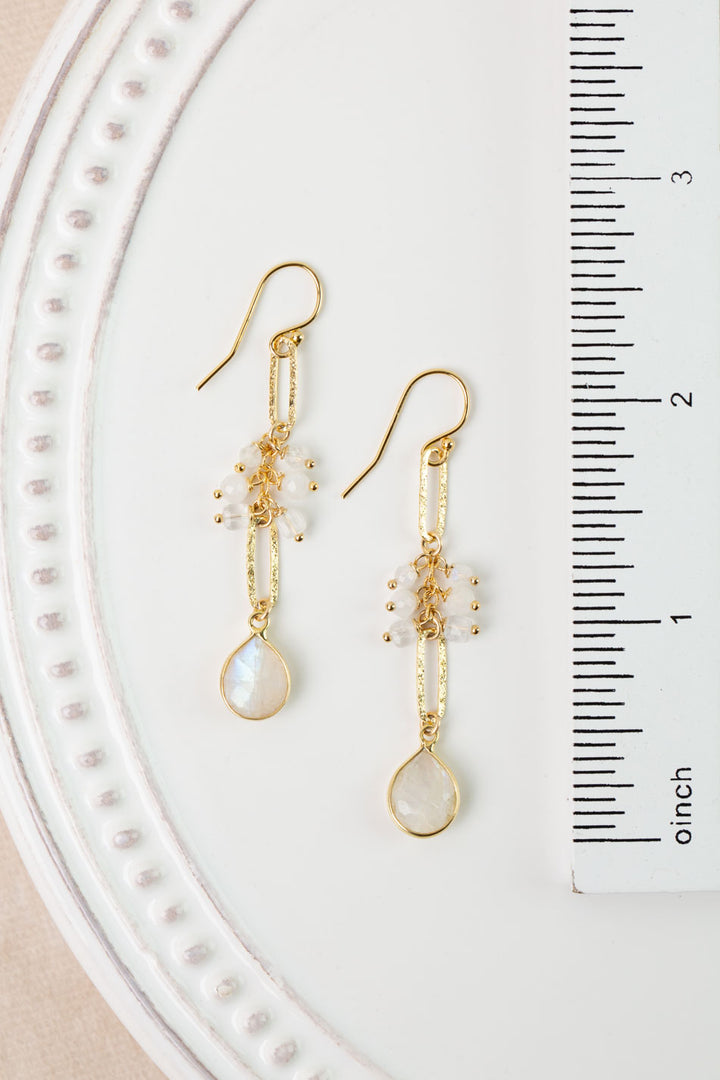 One Of A Kind Rainbow Moonstone Dangle Earrings