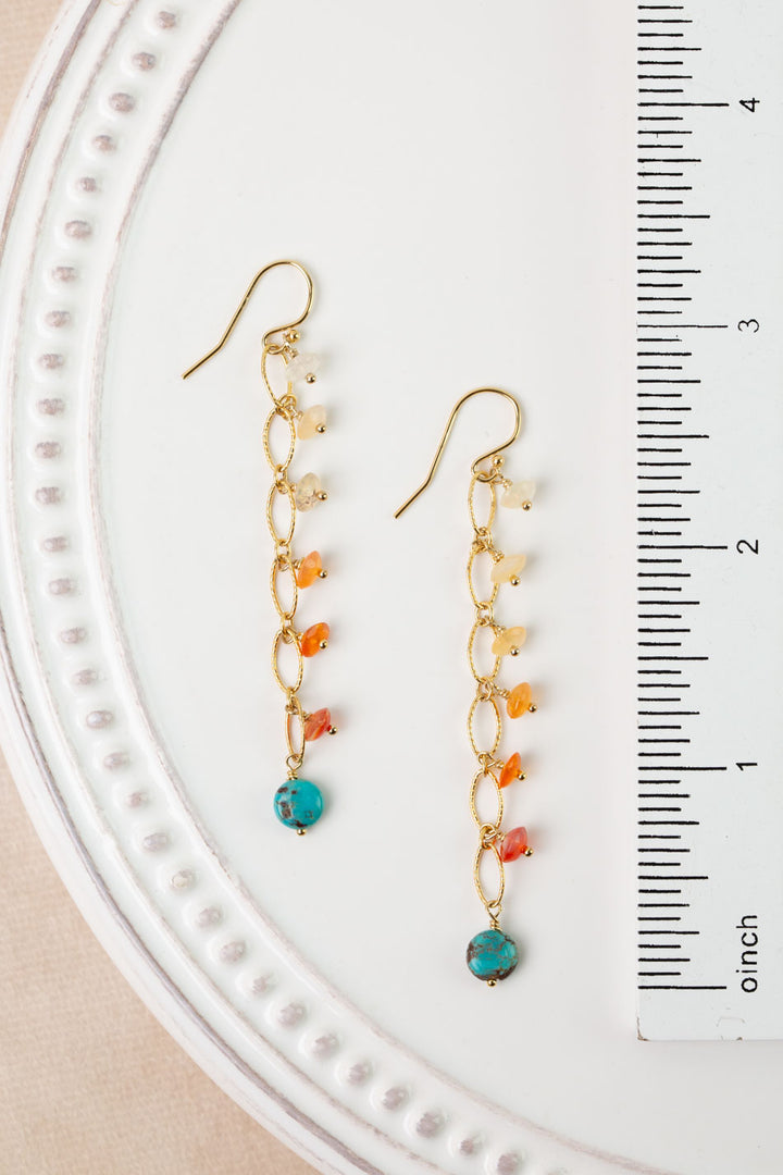 One Of A Kind Turquoise, Carnelian Dangle Earrings