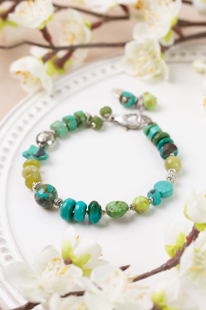 One Of A Kind 7.5-8.5" Turquoise Collage Bracelet