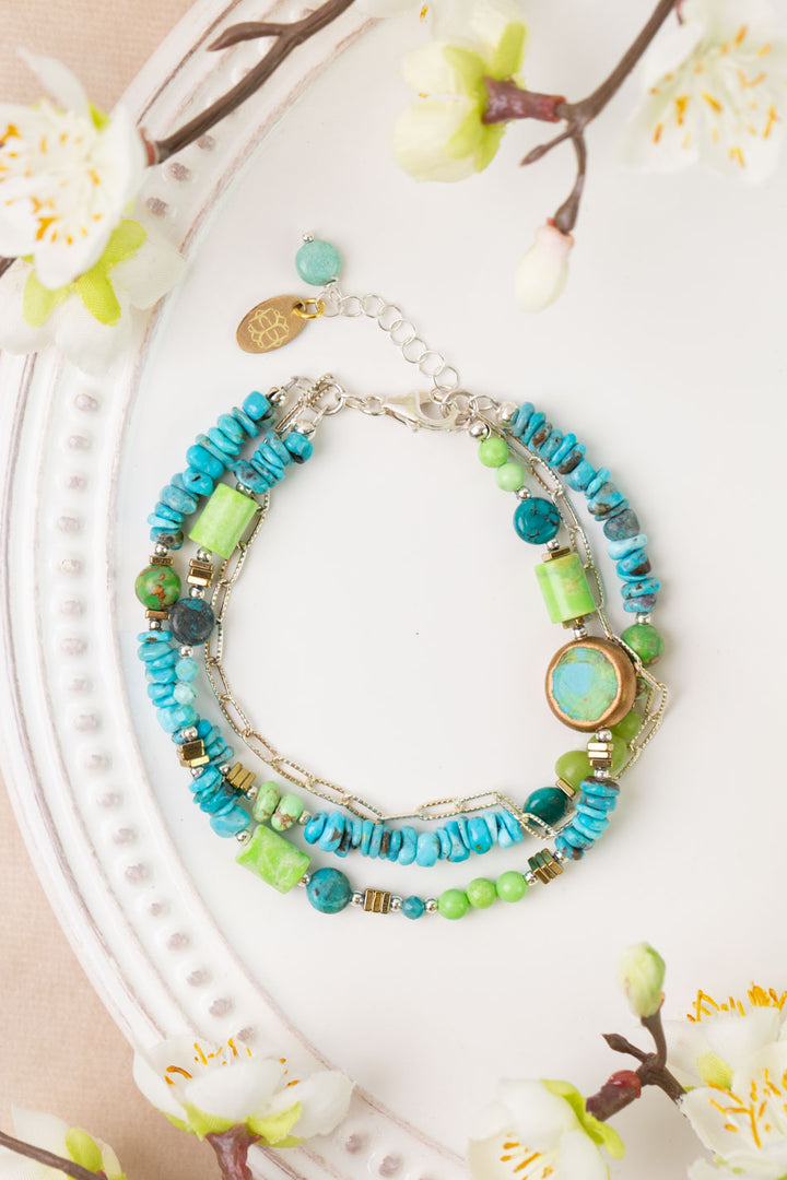 One Of A Kind 7.5-8.5" Turquoise Collage Multistrand Bracelet