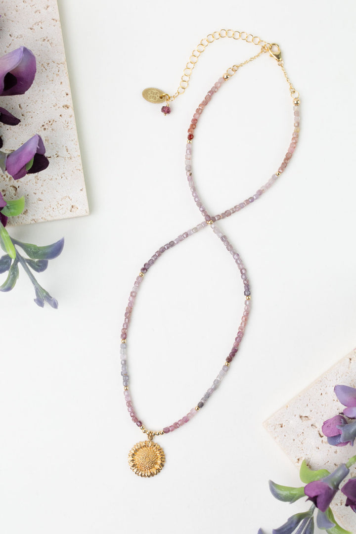 One Of A Kind 15.75-17.75" Spinel with Bronze Pendant Simple Necklace