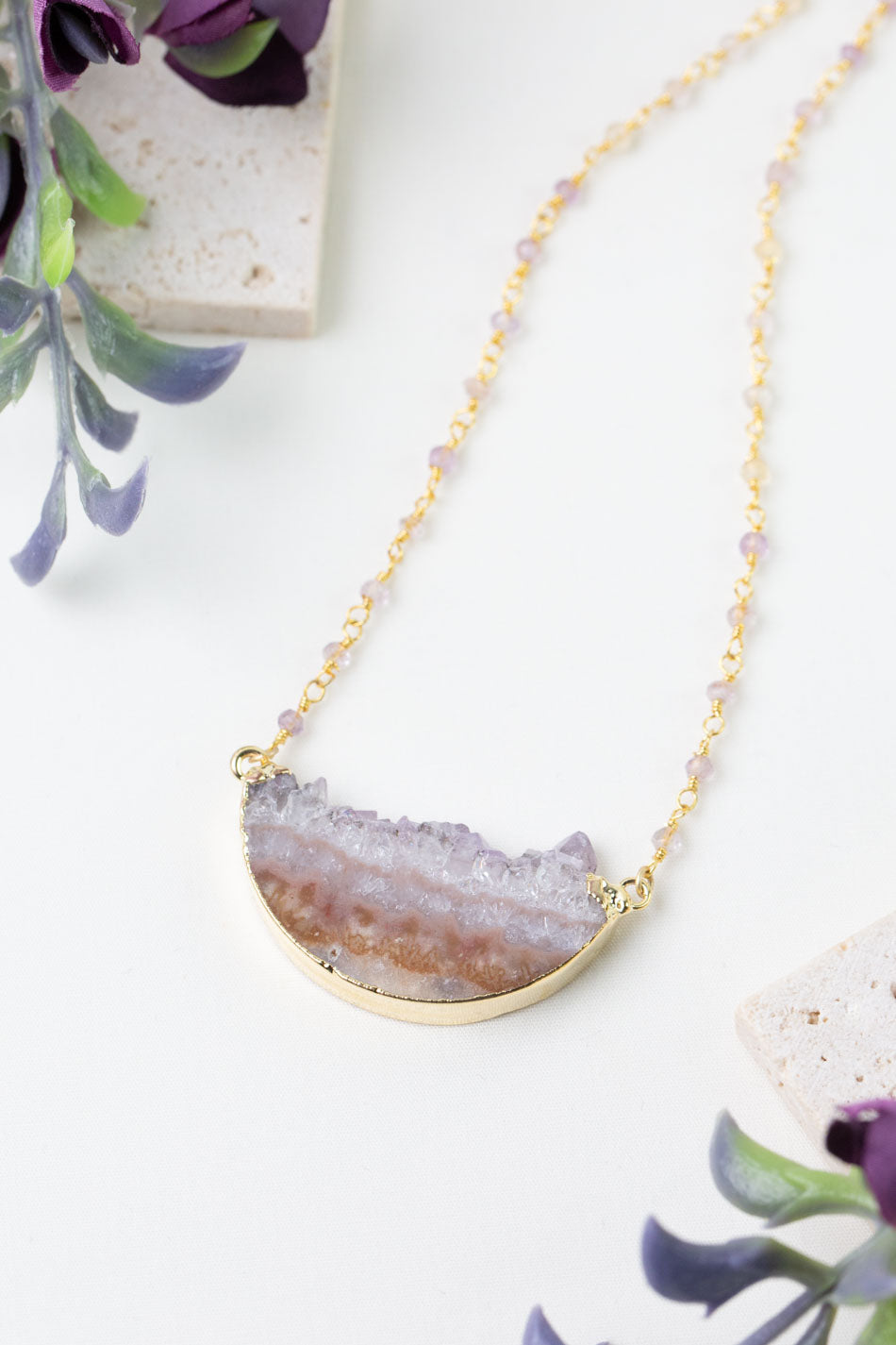 One Of A Kind 19-21" Ametrine with Mineral Slice Statement Necklace