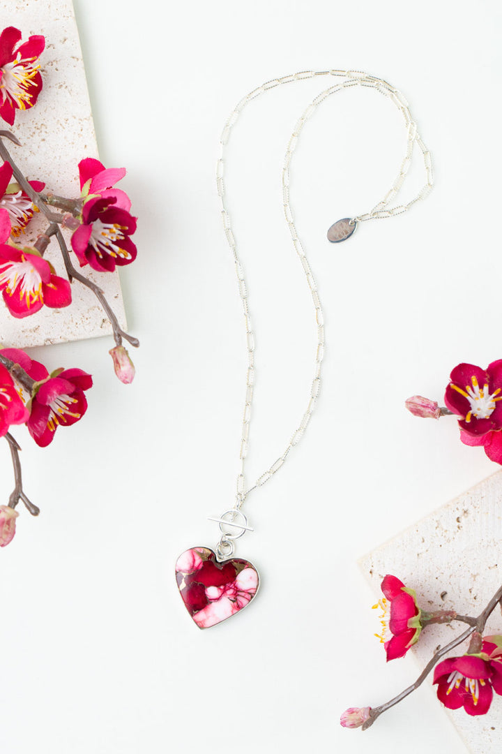 One Of A Kind 17" Red Rose Dahlia Simple Necklace