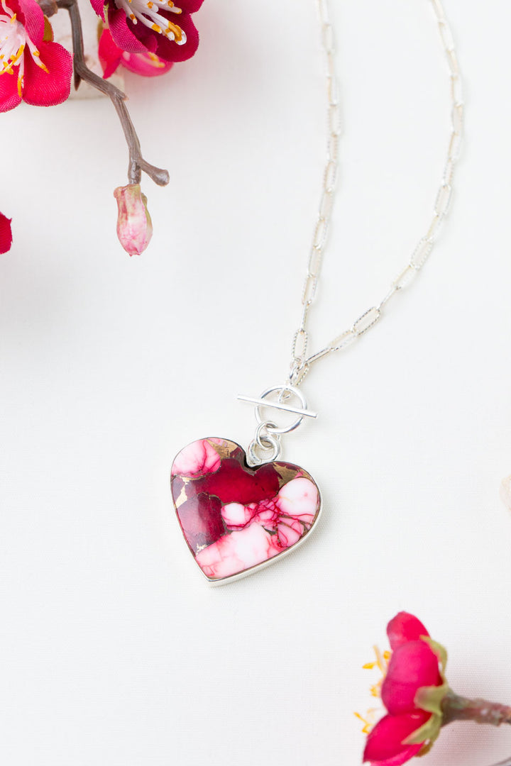 One Of A Kind 17" Red Rose Dahlia Simple Necklace