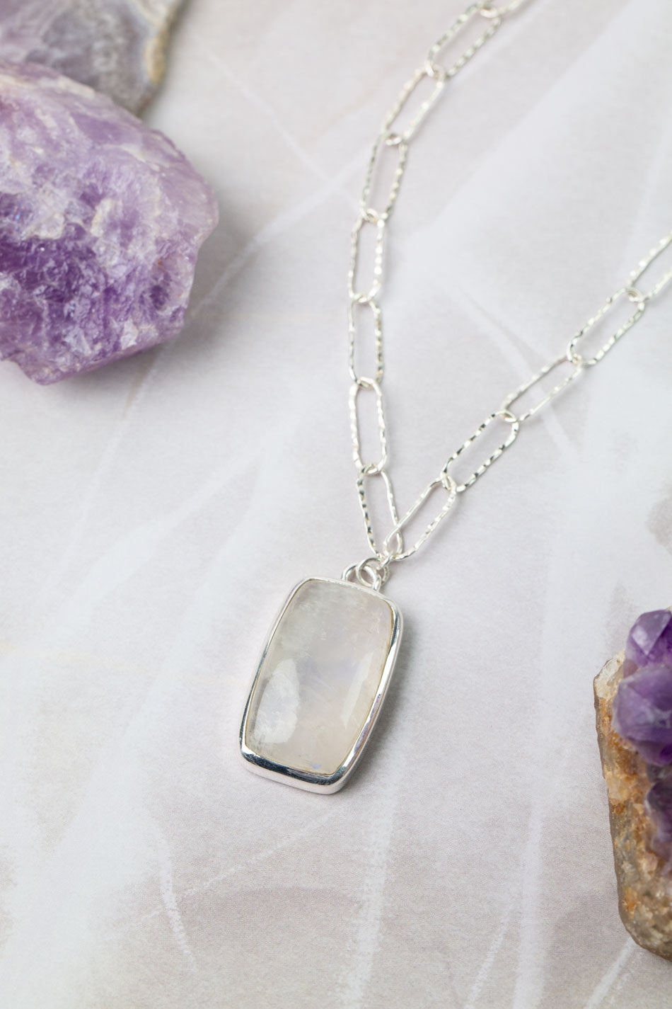 One Of A Kind 18-20" Rainbow Moonstone Statement Necklace