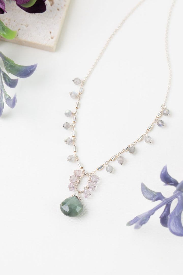 One Of A Kind 14.75-16.75" Cat's Eye Amethyst with Labradorite Simple Necklace