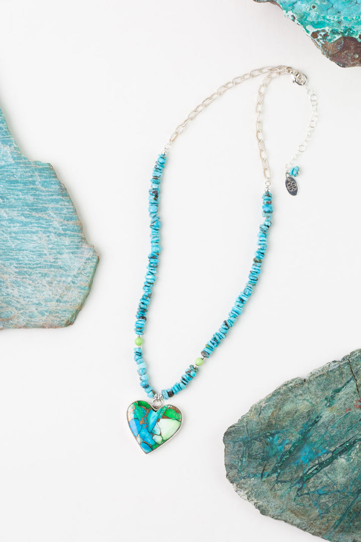 One Of A Kind 16.5-18.5" Turquoise with Peacock Dahlia Statement Necklace