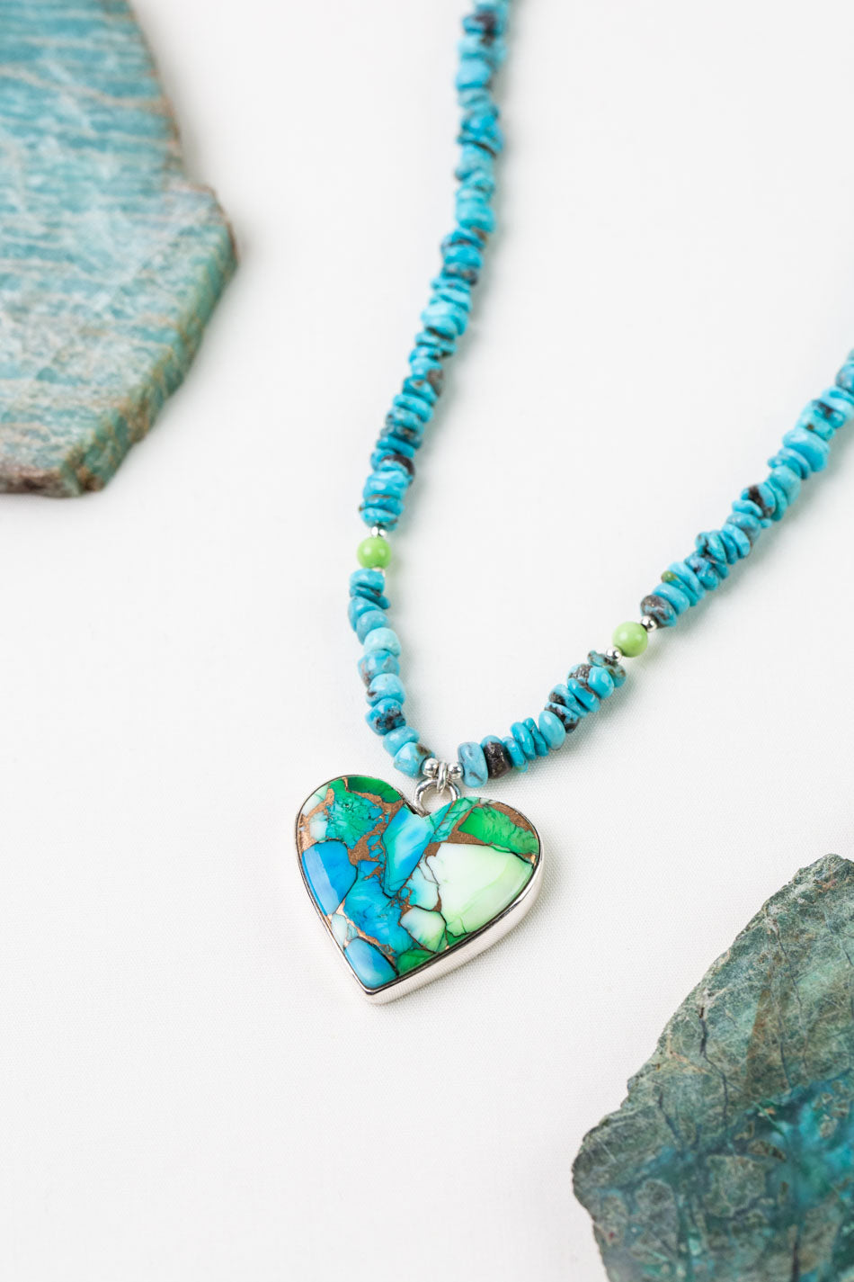 One Of A Kind 16.5-18.5" Turquoise with Peacock Dahlia Statement Necklace